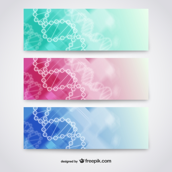 彩色DNA分子banner素材