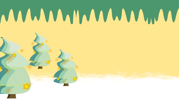 清新风手绘圣诞节圣诞树插画背景
