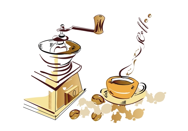 手绘风格咖啡素材组合矢量源文件图标咖啡