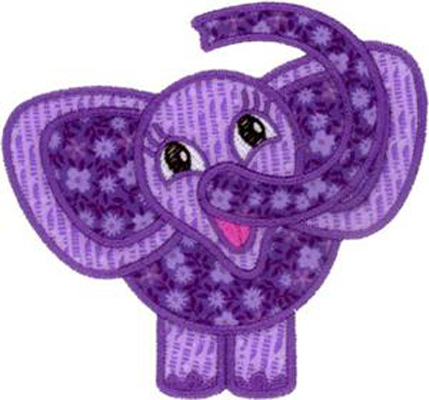绣花动物大象色彩紫色免费素材