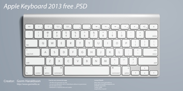 高质量的苹果键盘PSD源文件