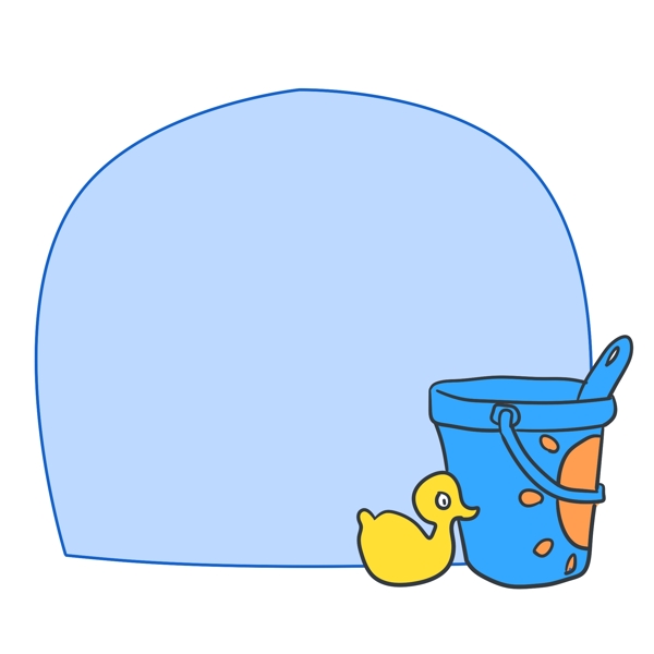 手绘蓝色水桶鸭子边框