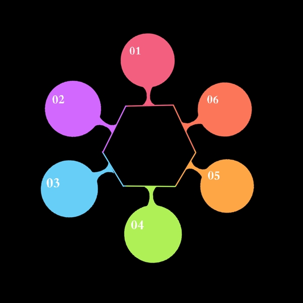 彩色球状分解PPT流程表