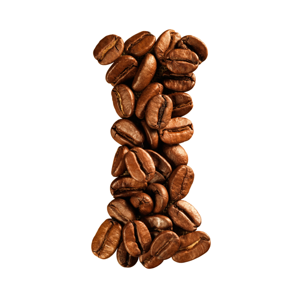 咖啡豆组成的字母I图片