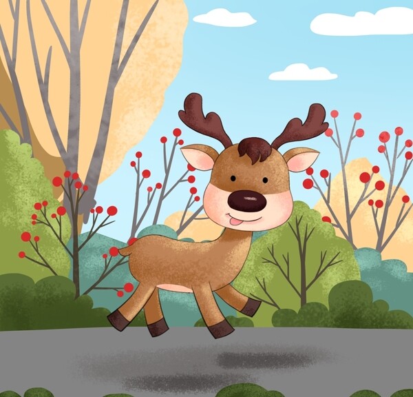 卡通鹿鹿插画图片