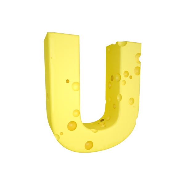 C4D创意奶酪字母U装饰