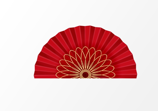 红色传统折扇图片