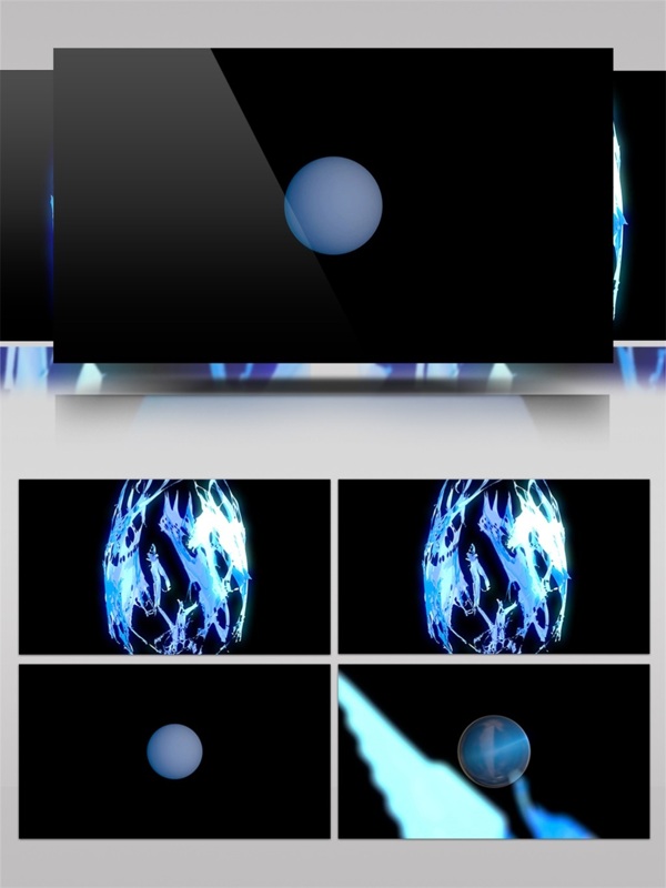 蓝色发光球体分解爆炸视频素材
