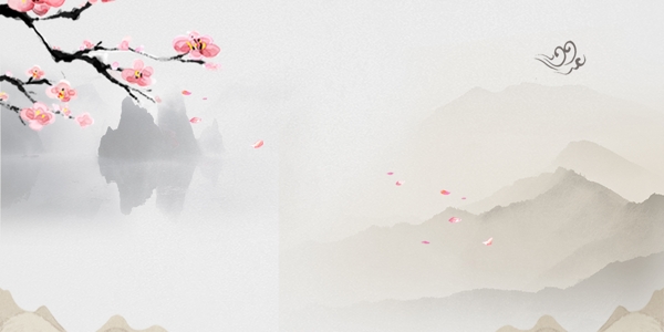 中国风彩绘花枝主题背景设计
