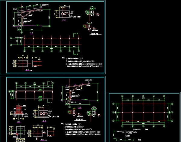 钢结构汽车棚CAD施工图