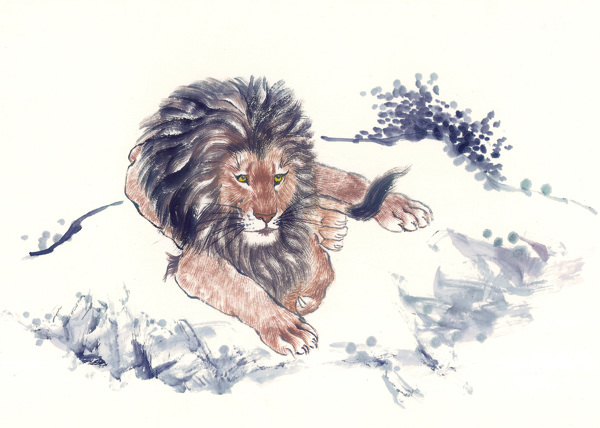 手绘狮子素材图片