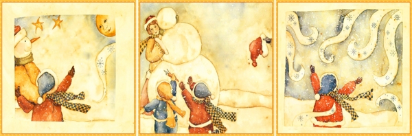卡通绘本圣诞雪人图片