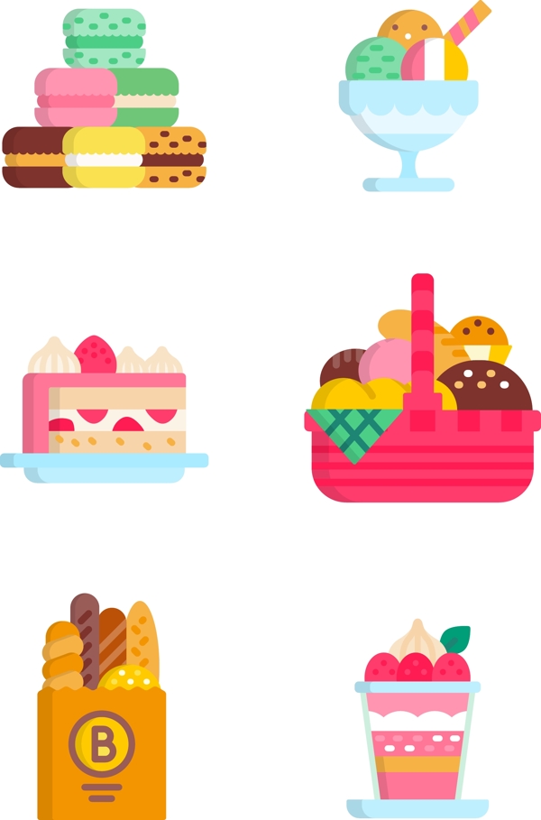 甜品甜点食物插画图标