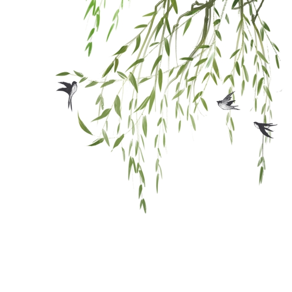 柳树燕子装饰图