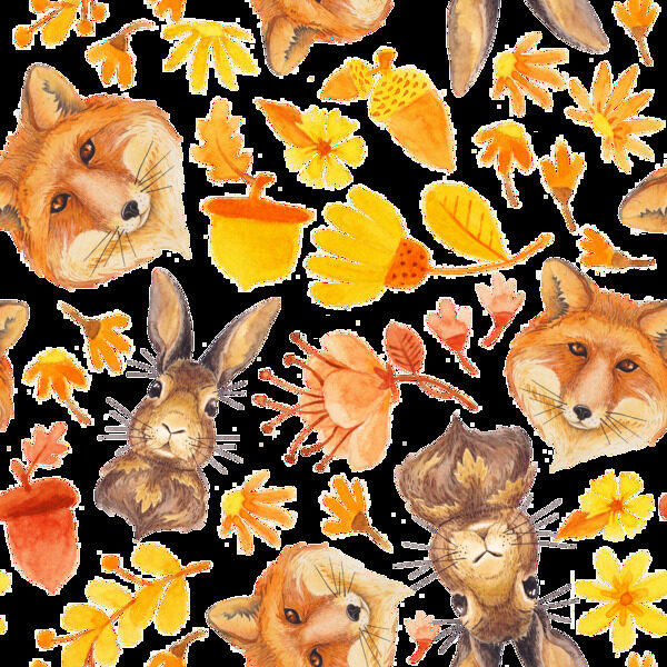 狐狸兔子卡通透明素材