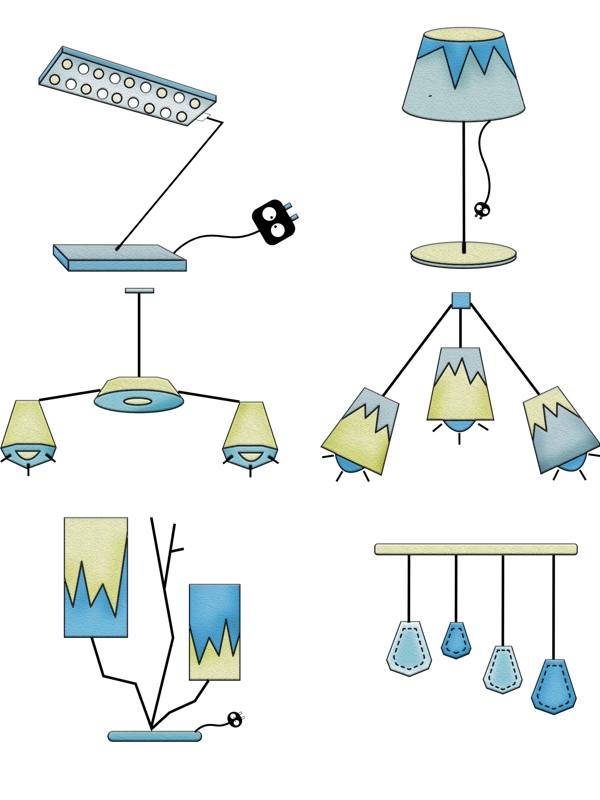 做旧复古创意灯卡通扁平