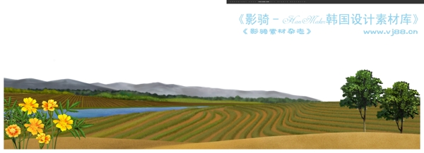 HanMaker韩国设计素材库背景风景精美户外大自然天空草地环境