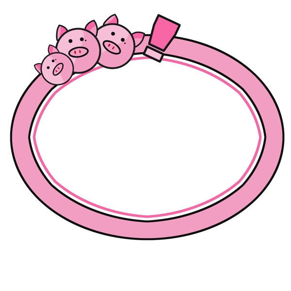 粉色的小猪边框插画