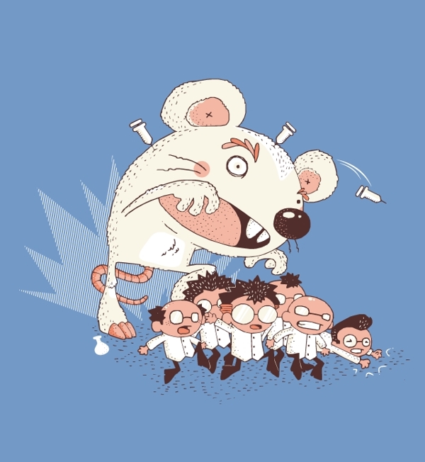 位图插画动物白老鼠色彩免费素材