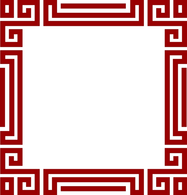 中国风棕红正方形矢量海报边框透明png