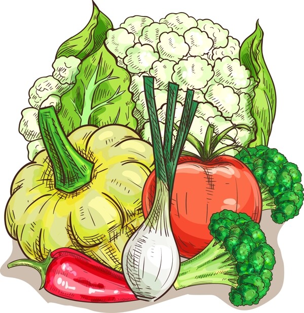 卡通手绘蔬菜矢量元素