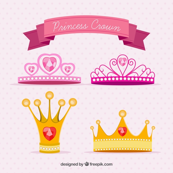 4款卡通公主王冠矢量素材