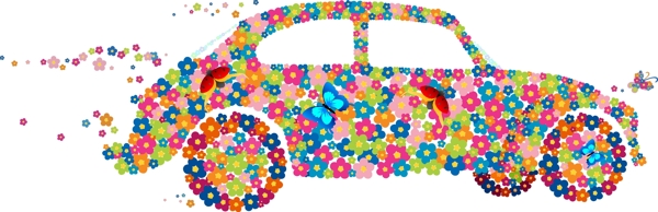 美丽的花卉的汽车设计图01