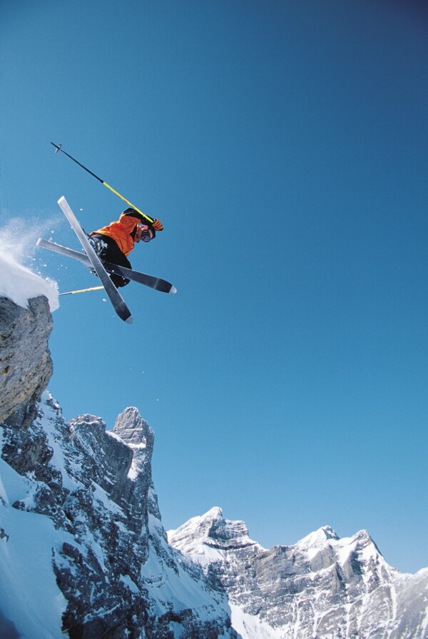高山划雪运动摄影图
