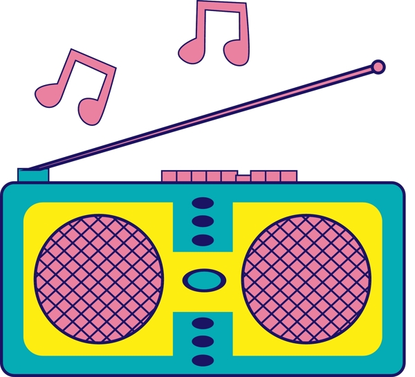 音乐符号收音机插画