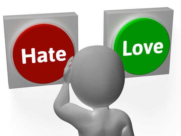 爱恨按钮显示的态度或仇恨