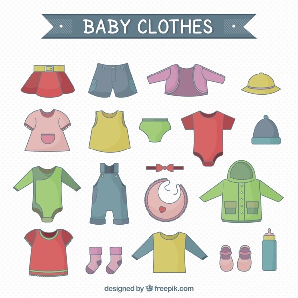 彩色婴儿服装收集