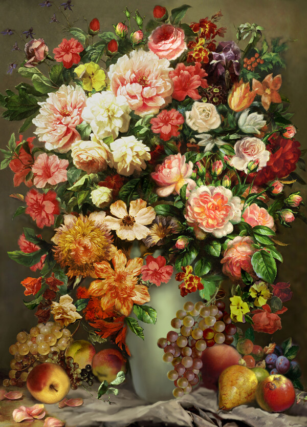 油画花瓶花卉欧式图片