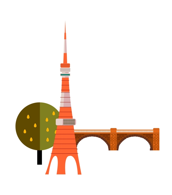 日本埃菲尔铁塔插画