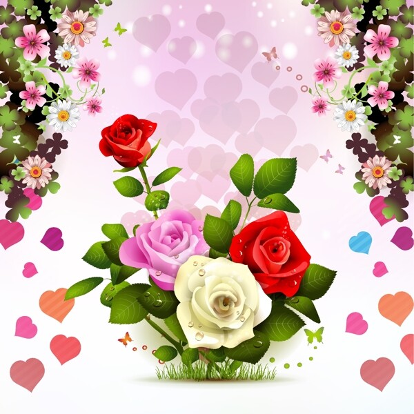 梦幻玫瑰鲜花花卡图片