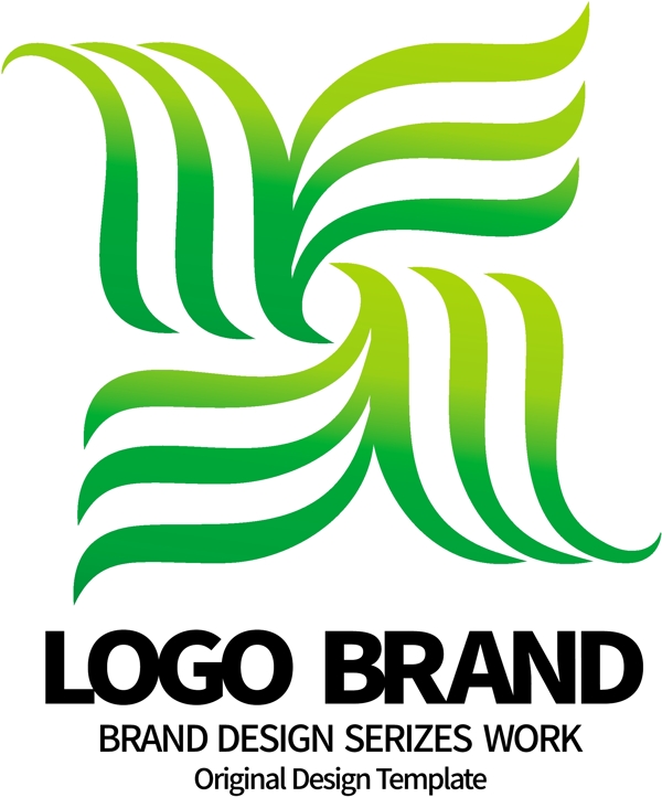 简约绿叶线条L字母环保LOGO标志设计