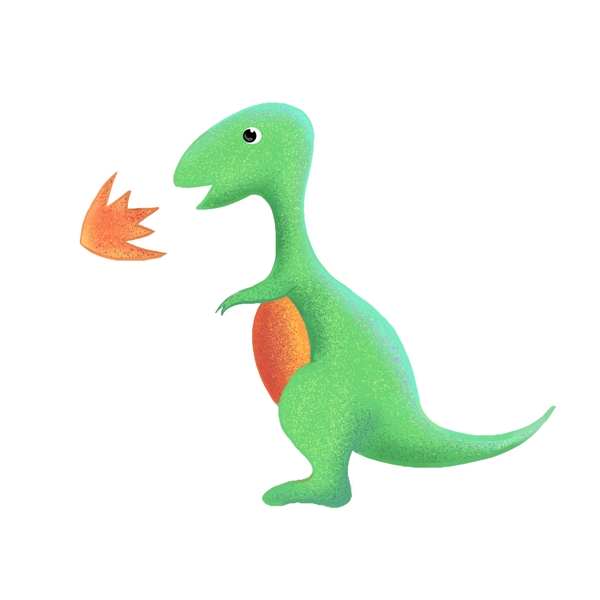 绿色喷火恐龙插画