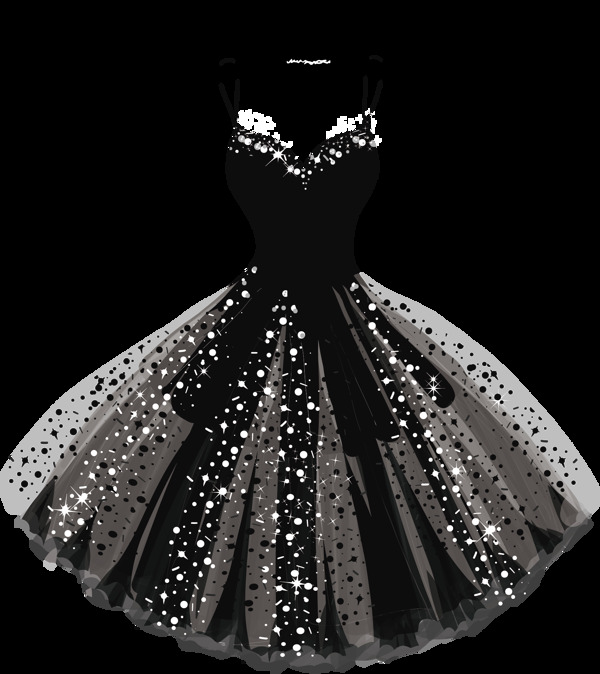 黑色水晶裙子png元素素材