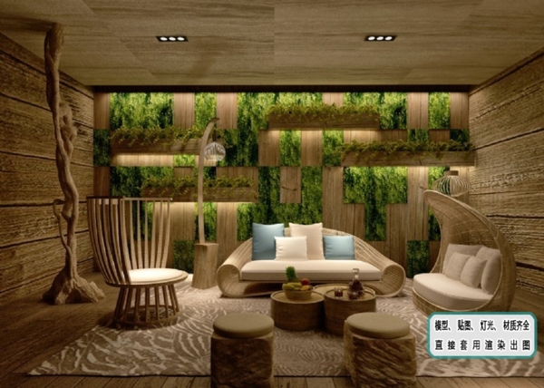 植物墙沙发绿植墙组合生态