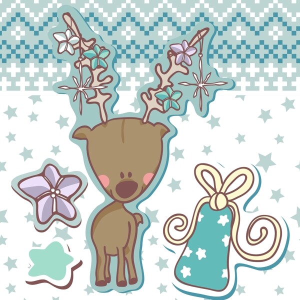 印花矢量图节日喜庆圣诞节动物驯鹿免费素材