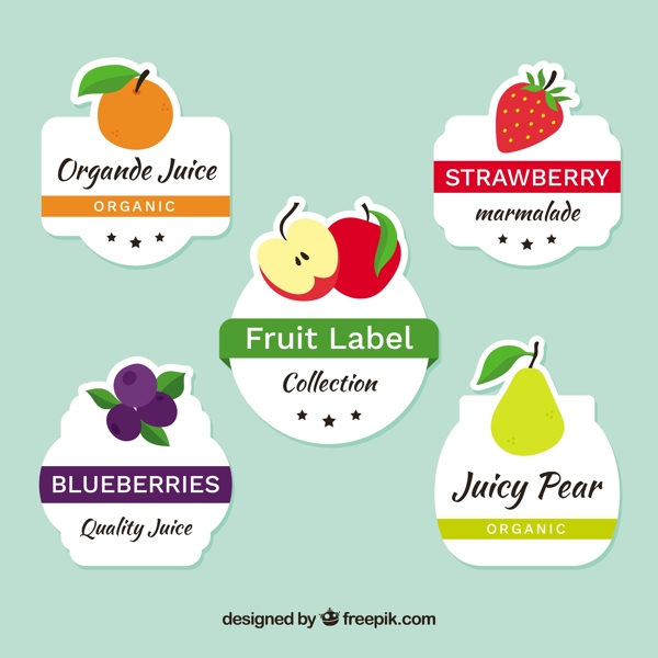 不同水果的装饰标签图标