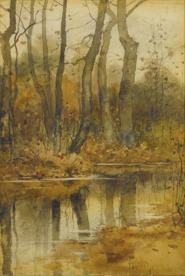 FrederickChildeHassamStreamintheWoods画家风景画静物油画建筑油画装饰画