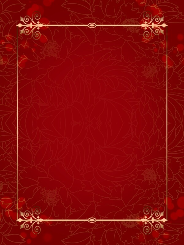 红色边框背景欧式花纹边框