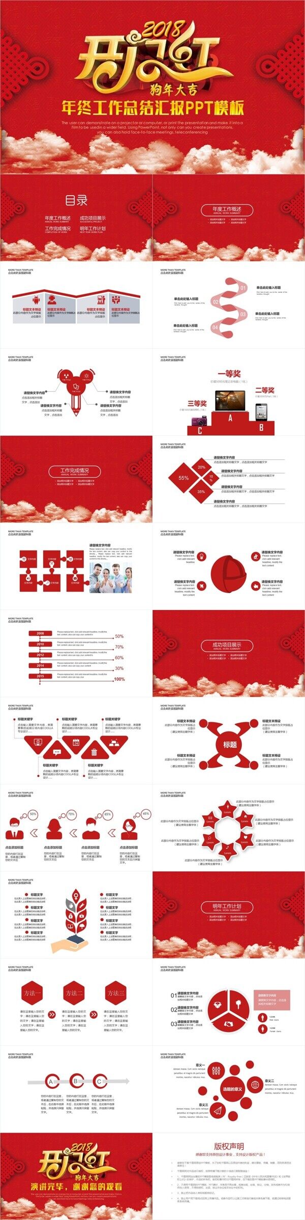 2018开门红新年工作总结汇报PPT模板