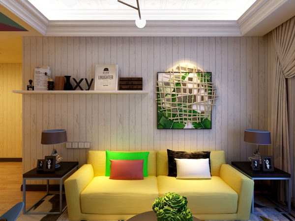 简单简约风格客厅沙发背景墙设计风格