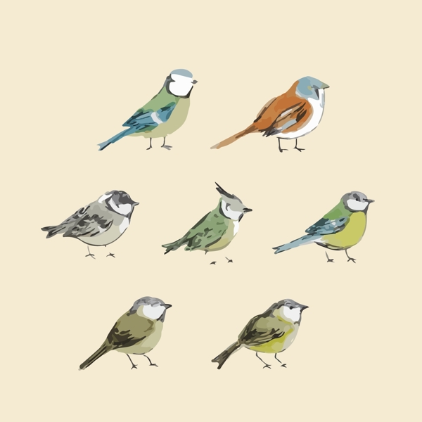 印花矢量图艺术效果水彩动物鸟免费素材