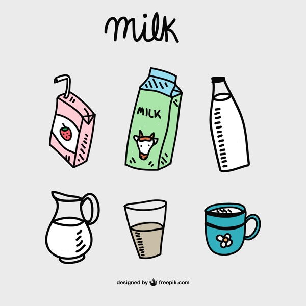 6款卡通牛奶元素设计