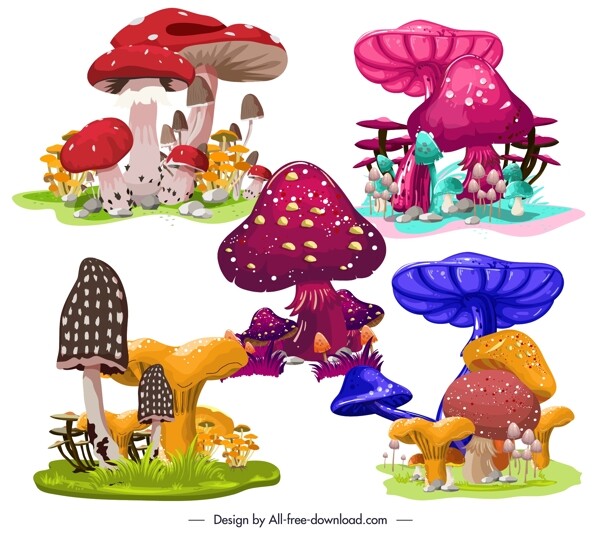 彩色卡通蘑菇图片