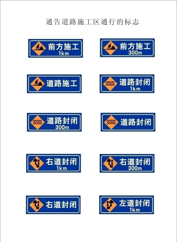 通告道路施工区通行的标志图片