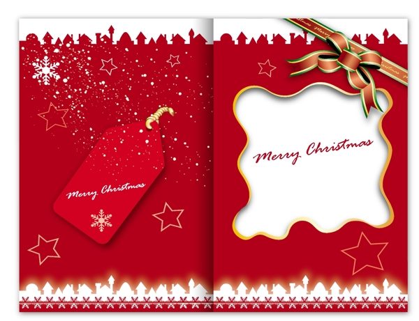 红色圣诞贺卡模板矢量素材