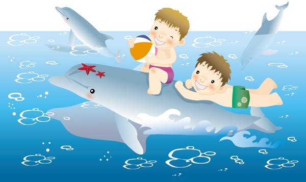 孩子和海豚
